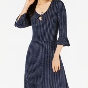 Ultra Flirt Keyhole Printed Bell Sleeve Dress